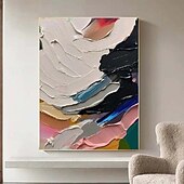 preiswerte Abstrakte Gemälde-handgemachtes 3D-Ölgemälde auf Leinwand, groß, handgemalt, abstrakt, strukturiert, mit Palettenmesser, Boho-Ölgemälde, Wandkunst, individuell, zeitgenössisches minimalistisches Kunstwerk für