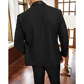 abordables Blazers Clásicos para Hombres-Hombre Graduación chaqueta Negocio Fiesta de Cóctel Fiesta de Boda Moda Casual Primavera &amp; Otoño 65% algodón Plano Botones Bolsillo Cómodo Botonadura Simple Chaqueta de sport Negro