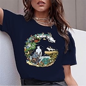 baratos Gráfico de personagem de desenho animado e filme-A Viagem de Chihiro Totoro Japonesa/Curta Camiseta lavada com ácido extragrande Imprimir Arte Gráfica Para Casal Homens Mulheres Adulto Dia Das Bruxas Carnaval Baile de Máscaras Hot Stamping Rua