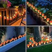 abordables Luces de cuerda solar-Luces solares de hongo para jardín, luces para decoración al aire libre, 6,5 m, 30 ledes, 7 m, 50 ledes, lindas mini luces de cadena de hongos, 8 modos, luces solares para caminos de jardín, césped,