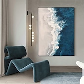 voordelige Schilderijen van landschappen-groot blauw golf schilderij handgeschilderd zwart abstract schilderij handgemaakt blauw en wit olieverfschilderij canvas kunst modern schilderij groot kunstwerk abstract canvas schilderij wandkunst