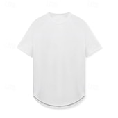 Недорогие Футболки и майки для бега-Муж. Футболка для бега Спортивная рубашка С короткими рукавами Футболка Футболка Повседневные Одежда для спорта и отдыха Однотонный Быстровысыхающий Мягкий Дышащий