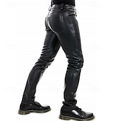 cheap Casual Pants-Men&#039;s Trousers Casual Pants Lederhosen Buttons Pocket Plain Comfort Daily Vacation Fashion Casual Black Micro-elastic