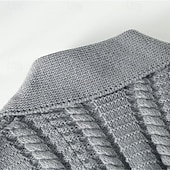 preiswerte Herren Strickjacke-Herren Strickjacke Kurzer Pullover Strickpullover Gerippt Stricken Standard Knopf hoch Tasche Glatt Schalrevers Modisch Klassisch Freizeitskleidung Verabredung Bekleidung Herbst Winter Schwarz