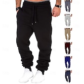 お買い得  スウェットパンツ-男性用 スウェットパンツ ジョガー フリースパンツ ドローストリング ポケット 弾性ウエスト ソリッド ソフト モイスチャーコントロール 週末 ストリートウェア シンプル カジュアル / スポーティ スリム ダークグレー ブラック マイクロエラスティック