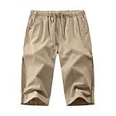 baratos Retrô-Homens Calção Shorts de verão Calças Capri Com Cordão Cintura elástica Tecido Conforto Respirável Comprimento da panturrilha Ao ar livre Diário Para Noite à moda Casual Cinzento Verde Preto