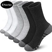 お買い得  メンズソックス-男性用 6ペア マルチパック ソックス ランニングソックス カジュアルソックス 黒＋白＋グレー ブラック カラー カラーブロック スポーツ 日常 バケーション ベーシック 普通の厚さ 春 秋 ファッション カジュアル