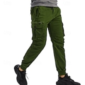 cheap Cargo Pants-Men&#039;s Cargo Pants Joggers Tactical Pants Trousers Elastic Waist Multi Pocket Elastic Cuff Plain Wearable Outdoor Daily Camping &amp; Hiking Fashion Classic Black Wine