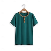 preiswerte Lässiges Henley-T-Shirt-Herren Henley Shirt T-Shirt Glatt Raglanärmel Henley Strasse Urlaub Kurze Ärmel Bekleidung Modisch Designer Basic