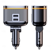 abordables Cargadores para coche-Cargadores de coche de 145 W, adaptador de carga de alta potencia, divisor de potencia de 2 enchufes, 12-24 V, con puertos USB tipo C PD, pantalla de voltaje LED para coche, camión, todoterreno