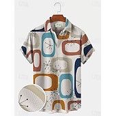 preiswerte Ethnisches Muster-Herren Farbblock Westernhemd Knopfhemd Cowboy-Shirt Kurzarm Modisch Strassenmode Designer Outdoor Täglich Festtage Sommer Frühling Umlegekragen Bedruckt Button-Down Weiß Gelb Hellgrün Rosa Schwarz