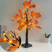 abordables 123496-Guirlande lumineuse d&#039;automne pour arbre d&#039;érable de Thanksgiving, 24 LED, alimentée par batterie, en forme de citrouille simulée, pour les fêtes à la maison, Halloween, Noël, décoration de bureau