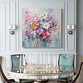 economico Quadri fiori/botanica-dipinto a mano astratto fiore dipinto a olio fatto a mano astratto albero in fiore dipinto a olio albero colorato in fiore su tela pianta fatta a mano dipinto floreale opera d&#039;arte pittura paesaggio