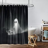 billige Halloween-bad-Dusjgardiner &amp; Kroker Sølv Moderne polyester Vanntett