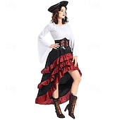 cheap Outfits-Retro Vintage Medieval Renaissance Outfits Ren Faire Pirate Viking Women&#039;s Pirate Fantasy Steampunk Halloween Carnival Party LARP Ren Faire Adults&#039; Top Skirt Hat