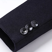 billiga Trenchcoat för män-Herr Yllekappa Rock Trenchcoat Lång trenchcoat Dagligen Semester Höst vinter Polyester Håller värmen Vindtät Ytterkläder Kläder Mode Klassisk Slät Ficka Kavajslag Enkelknäppt