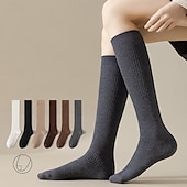 abordables calcetines caseros-Calcetines de pantorrilla de otoño e invierno ligeramente comprimidos, estilo de mujer, medias negras cálidas que combinan con todo, calcetines hasta la rodilla de otoño