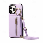 お買い得  iPhone用ケース-電話 ケース 用途 iPhone 16 Pro Max プラス iPhone 15 プロマックスプラス iPhone 14 13 12 11 Pro Max Plus Mini SE バックカバー スタンド付き バンカーリング ジッパ－ レトロ風 TPU PUレザー