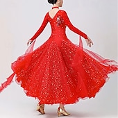 voordelige Ballroom danskleding-ballroom dansjurken voor vrouwen smooth waltz tango great swing lange mouwen dansoutfit wedstrijdjurk