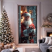 baratos Capas para portas de Natal-decorações de porta de natal capas de porta natal papai noel em pé porta tapeçaria cortina de porta decoração pano de fundo porta banner para porta da frente fazenda festa de fim de ano decoração