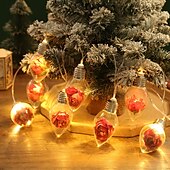 abordables Guirlandes lumineuses à piles-Guirlande lumineuse de Noël avec ampoules, flocons de neige, roses, 1,5 m, 10 LED, alimentée par batterie, décoration intérieure et extérieure pour la maison, fête du Nouvel An, décoration d&#039;arbre de