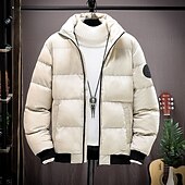 abordables Plumas y parkas de hombre-Hombre Abrigo de invierno Chaqueta acolchada Bolsillo Poliéster Ropa Cotidiana Cita Vacaciones Regular Moda Casual Cómodo Mantiene abrigado Otoño invierno Bloque de color Negro Rojo Verde Ejército
