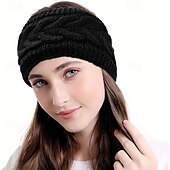 お買い得  ヘアスタイリングアクセサリー-柔らかい  &amp;心地よいリブ編みのフリースニット伸縮性ヘッドバンド - クラシックな蝶結びデザインの女性用暖かいイヤーウォーマー。秋の日常使いに最適です。 &amp; 冬