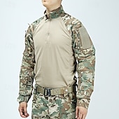 tanie Najfatalniejszy-Męskie Koszula bojowa Koszula turystyczna Taktyczna koszula wojskowa Długi rękaw Quarter Zip Top Na wolnym powietrzu Oddychający Miękka Poliester Niejednolita całość Czarny Zieleń wojskowa Chropowata