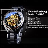 halpa Mekaaniset kellot-FORSINING Miesten Mekaaninen Kello Iso Ace Urheilu Liiketoiminta Rannekello Ontto Rakenne Automaattinen Itsevetävä Valoisa Vedenkestävä Ruostumatonta Teräsketju Kello