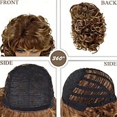 cheap Historical Wigs-Easy-Style Heatproof Synthetic Wig - Bob with Bangs Lush Curls Perfect for Daily Wear &amp; Special Occasions Natural Look