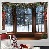 olcso karácsonyi gobelin lóg-karácsonyi díszek függő gobelin ablak kilátás fal művészet karácsonyi nagy kárpit falfestmény dekoráció fénykép háttér takaró függöny otthon hálószoba nappali dekoráció