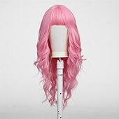 voordelige Synthetische trendy pruiken-Synthetische pruiken Uniformen carrière Kostuums Prinses Gekruld Golvend Middelste stuk Gelaagd kapsel Machinegemaakt Pruik 61.0 cm Roze + Rood Synthetisch haar Dames Cosplay Feest Modieus Roze