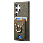 cheap Samsung Cases-Phone Case For Samsung Galaxy S24 S23 S22 S21 Ultra Plus A55 A35 A25 A15 5G A55 5G A14 A34 A54 S20 Plus S20 Ultra A53 A33 A23 A13 A33 Back Cover Ring Holder Card Slot Shockproof Retro PC PU Leather