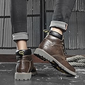 cheap Work Boots-Men&#039;s Brown Leather Work Boots, Durable Lace-Up Ankle Boots with Rugged Sole, Perfect for Outdoor Activities, Construction, and Casual Wear