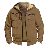 baratos moletons 3d masculinos-Homens Vaca Tosão Moletom Moletons Moletom Manga Longa Moletom com capuz Com Capuz Moda Impressão 3D Feriado Caça Streetwear Azul Marron Zíper Bolsos Outono Inverno Designer