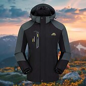 abordables Softshell, polares y chaquetas de montaña-Hombre Chaqueta Softshell Chaqueta para senderismo Al aire libre Bloque de color Resistente al Viento Resistente al Agua Sudadera Chaqueta cortavientos Camping / Senderismo / Espeleología Viaje Negro