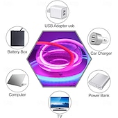 cheap Neon LED Lights-White Silicone Neon LED Light Strip, 16MM 360° Circular, RGB Flexible Dreamy Color Rope Light with 17-Key IR Controller, USB DC5V for Bedroom Indoor/Outdoor Decoration WS2811