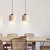 abordables Suspension-Lampe suspendue à LED blanc chaud 1/2/3 lumières style nordique simple abat-jour en pierre décoration intérieure e26/e27 lampes à suspension à corde réglable pour salle à manger chambre 85-265v