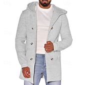 billiga Trenchcoat för män-Herr Peacoat Trenchcoat Dagligen Semester Höst vinter 50% bomull Håller värmen Ytterkläder Kläder Mode Klassisk Slät Ficka Huva Dubbelknäppt