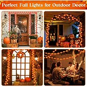 رخيصةأون يعمل بالطاقة الشمسية-سلسلة أضواء ثلاثية الأبعاد تعمل بالطاقة الشمسية على شكل أوراق القيقب اليقطينية بطول 6.5 متر و30 مصباح LED خارجي مقاوم للماء لحديقة الخريف وعيد الشكر وعيد الميلاد وحفلات الزفاف والعطلات وفناء المنزل