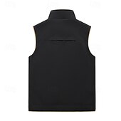billiga Gilets-Herr Fleeceväst Väst Gilet Dagligen Datum Semester Mode Ledigt Höst vinter Ficka Polyester Håller värmen Bekväm Slät Dragkedja Hög krage Normal Svart Gul Kaki Mörkgrå Väst