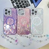cheap iPhone Cases-Phone Case For iPhone 16 Pro Max Plus iPhone 16 Pro Max iPhone 15 iPhone 15 Pro Max iPhone 14 Pro Max iPhone 13 Pro Max Back Cover Magnetic Support Wireless Charging with Wrist Strap Retro Plating