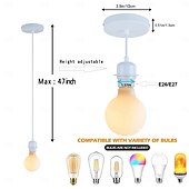 abordables Suspension-Kit de mini luminaires suspendus industriels 3 pièces E26 E27 base Edison style rétro luminaire suspendu à corde noire adapté 110v/220v
