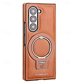 お買い得  サムスン用ケース-Samsung Galaxy Z Fold 6 Z Fold 5 Z Fold 4 Z Fold 3 用のスタンドホルダー付きバックカバー、ワイヤレス充電対応、ショックプルーフ、レトロTPU PUレザー