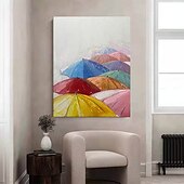 preiswerte Stillleben-Gemälde-handgemachtes buntes Regenschirm-Ölgemälde, großes handgemaltes Regenschirm-Ölgemälde, Wand, modernes abstraktes Landschaftsgemälde, Leinwand, Regenschirm-Gemälde, Heimdekoration, Dekor, Landschaftsgemälde