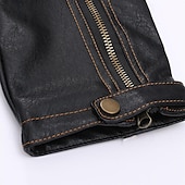 preiswerte Kunstlederjacke-Herren Kunstlederjacke Bikerjacke Vintage Lederjacke Straße Motorrad Thermowarm Tasche Frühling &amp; Herbst Einfarbig Streetwear Lässig Umlegekragen Regulär Kunstleder Schwarz Braun Jacken