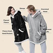 cheap Wearable Blanket-Blanket Hoodie Super Warm Soft Sherpa Fleece Hooded Blanket Comfy Wearable Snuggle Blanket Sweatshirt with Giant Pockets One Size fits all Men Women Teenagers