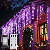 billige Elektrisk støpsel-utendørs juleistapper vindu gardinlys 6x1m-300led plugg i 9 farger fjernkontroll vindusvegglampe varm hvit rgb til soveromsfest hage julepynt 31v eu/us/au/uk plugg