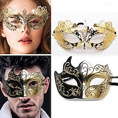 Roman Couples Mask Venetian Mask Adults Women's Metal Finish Sexy Costume Party Masquerade Halloween Carnival Mardi Gras Easy Carnival Costume 9