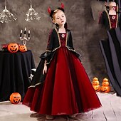 levne Šaty s pohádkovým motivem-Děti Dívčí Šaty na párty Pevná barva Krátký rukáv Dlouhý rukáv 3/4 délka rukávu Výkon Halloweenská párty Síťka Princeznovské Cosplay kostým Sladký Síťka Do půli lýtek Plášťové šaty Tylové šaty Léto